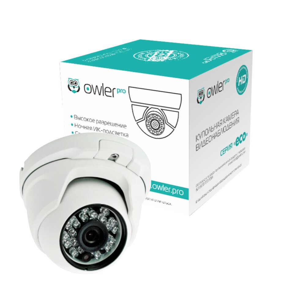IP видеокамера Owler i225DP ECO IP видеокамера Owler i225DP ECO внутренняя, разрешение 2МП, фокусное расстояние 3.6 мм, угол обзора 90°, ночная съемка, длина ИК подсветки 25м. AGC/3D-DNR