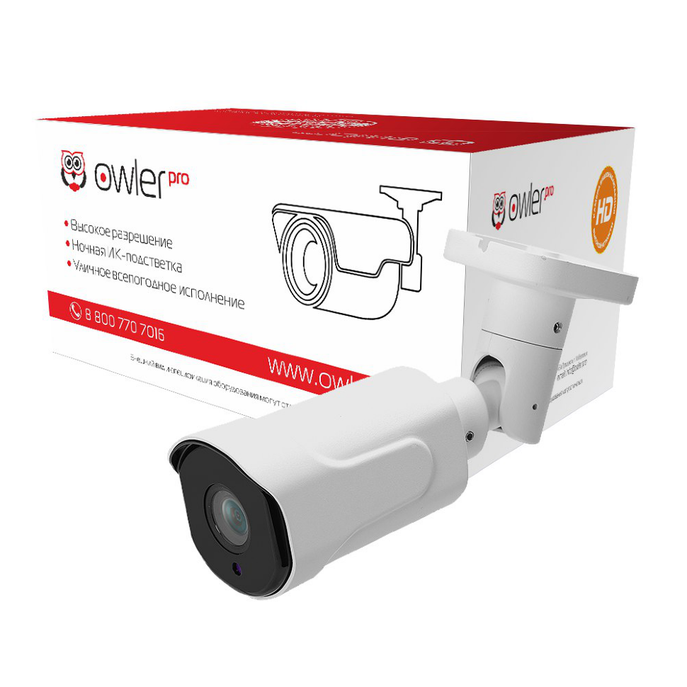 IP видеокамера Owler iX250 V.2 IP видеокамера Owler iX250 V.2 уличная, разрешение 2Мп, фокусное расстояние 2,8-12 мм, угол обзора 100°-25°, длина ИК подсветки 50 м.