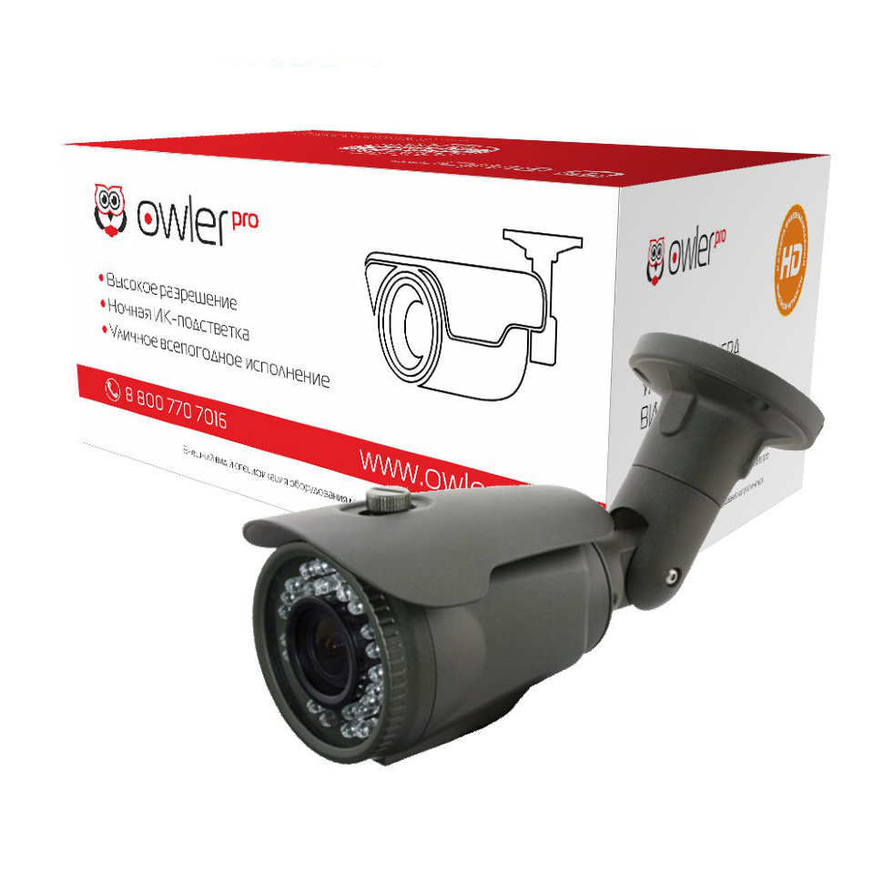 IP видеокамера Owler iX240 V.2 Star IP видеокамера Owler iX240 V.2 Star черная уличная, разрешение 2Мп, фокусное расстояние 2.8-12 мм, угол обзора 100°-25°, ночная съемка, длина ИК подсветки 40 м.