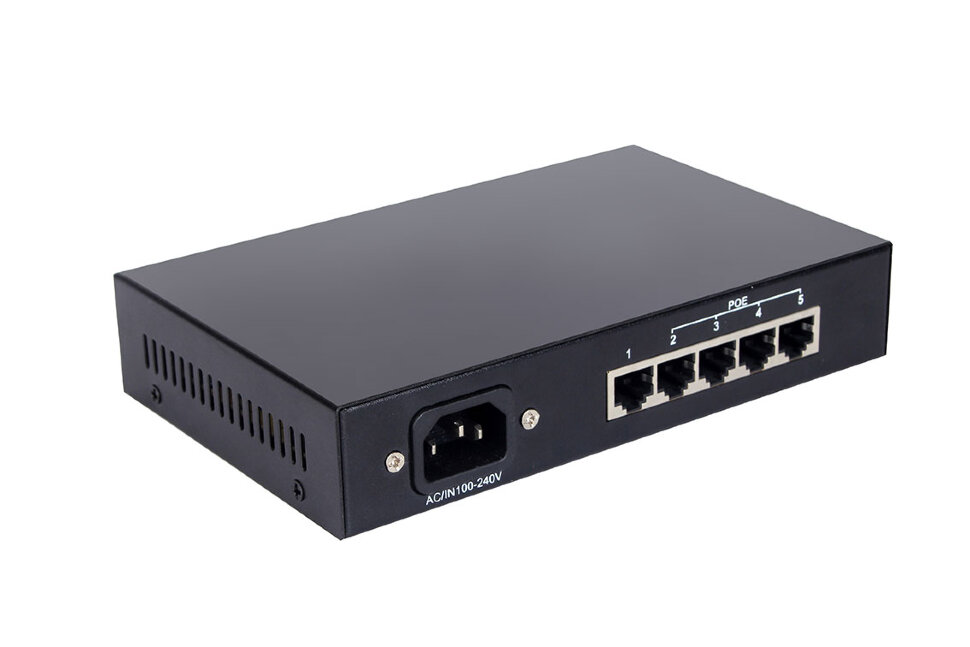 Poe-коммутатор PW104-х портовый Poe-коммутатор для 4-х IP-видеокамер 4 порта 10/100Mbps RJ-45 с поддержкой Auto-MDIX, PoE, + 1 порт 10/100Mbps RJ-45 Uplink, на порт 48В DC, 320мА. Max. 15.4 Вт (IEEE 802.3af), до 60 Вт